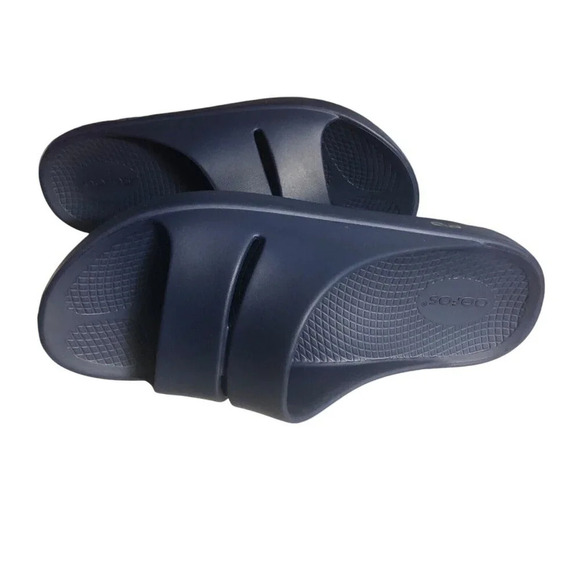 OOFOS OOAH "Luxe" Unisex Sz M9/W11 Navy Comfort Slip On Recovery Slides Sandals - Picture 6 of 8